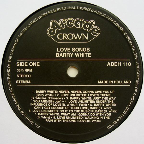 Barry White And Love Unlimited Also Featuring The Love Unlimited Orchestra – Love Songs - Afbeelding 3