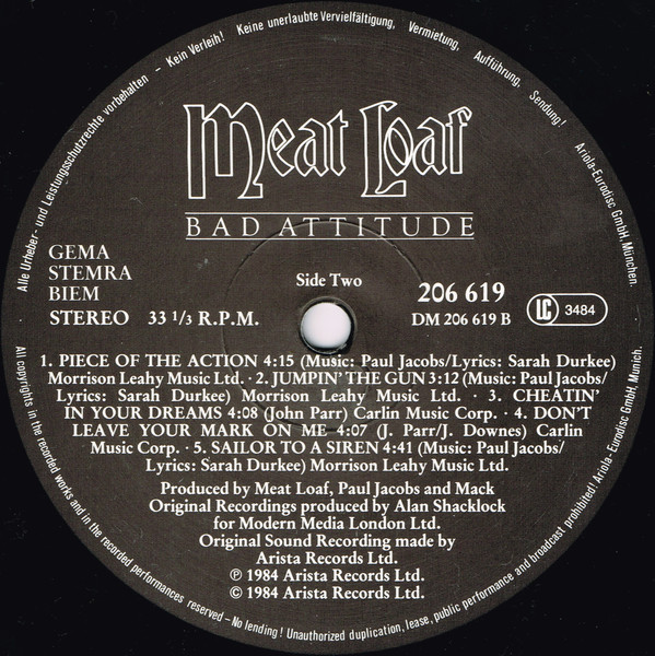 Meat Loaf Bad Attitude