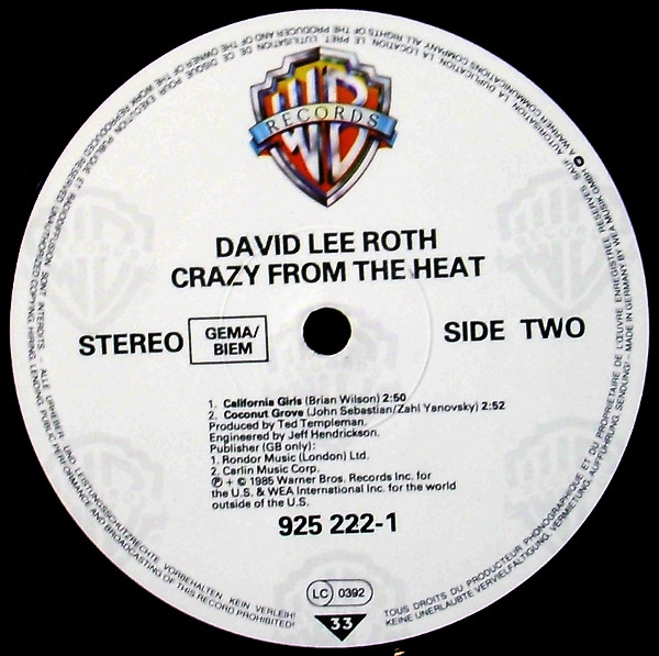 David Lee Roth – Crazy From The Heat (EP) - Afbeelding 4