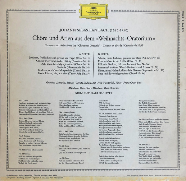 Johann Sebastian Bach - Weihnachts-Oratorium (Chöre Und Arien) - Afbeelding 2