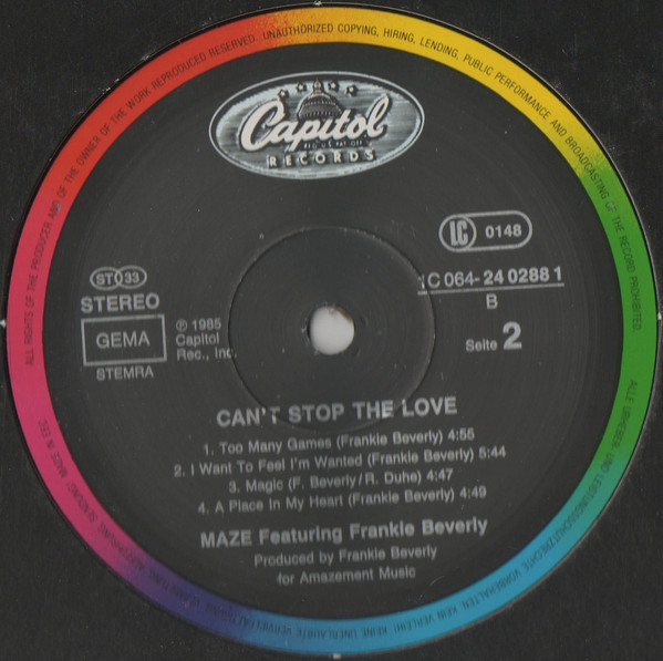 Maze Featuring Frankie Beverly – Can't Stop The Love - Afbeelding 4